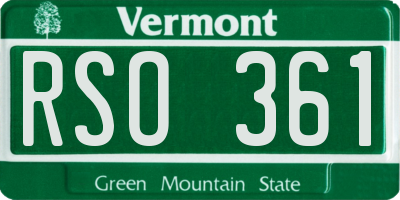 VT license plate RSO361