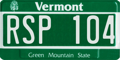 VT license plate RSP104