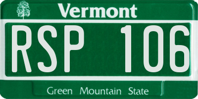 VT license plate RSP106