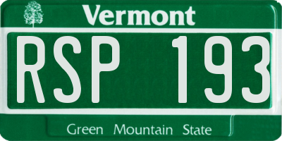 VT license plate RSP193