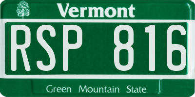 VT license plate RSP816