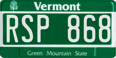 VT license plate RSP868
