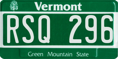 VT license plate RSQ296