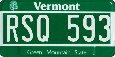 VT license plate RSQ593