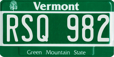 VT license plate RSQ982