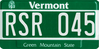 VT license plate RSR045