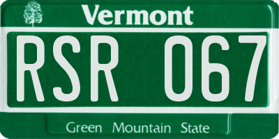 VT license plate RSR067