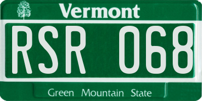 VT license plate RSR068