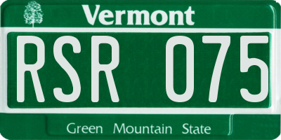 VT license plate RSR075