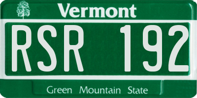 VT license plate RSR192