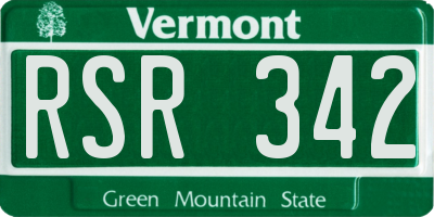 VT license plate RSR342