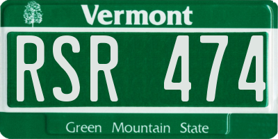VT license plate RSR474