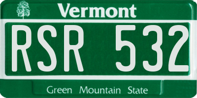 VT license plate RSR532