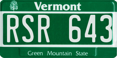 VT license plate RSR643