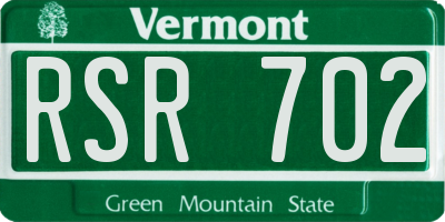 VT license plate RSR702