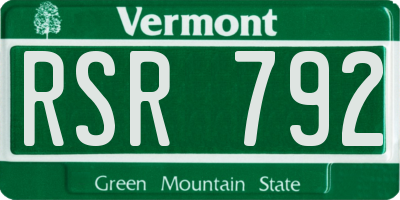 VT license plate RSR792