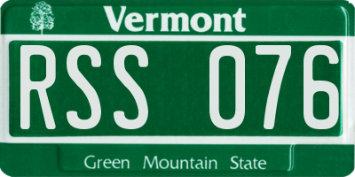 VT license plate RSS076