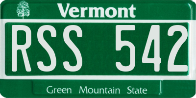 VT license plate RSS542