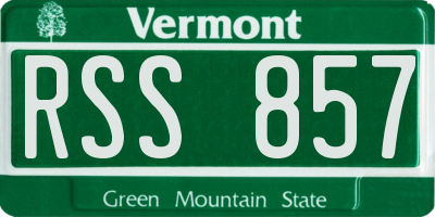 VT license plate RSS857