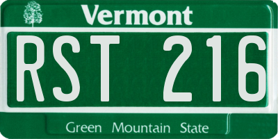 VT license plate RST216