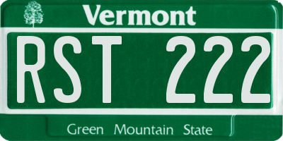 VT license plate RST222