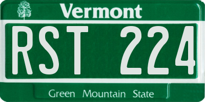 VT license plate RST224