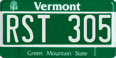 VT license plate RST305