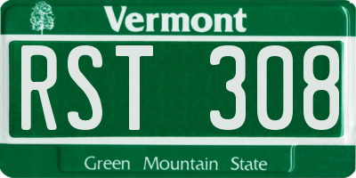 VT license plate RST308