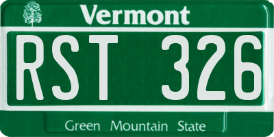 VT license plate RST326