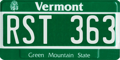 VT license plate RST363