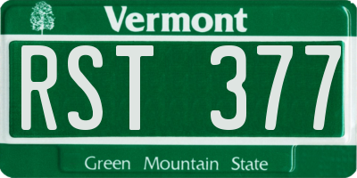 VT license plate RST377