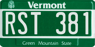 VT license plate RST381