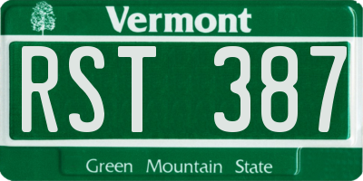 VT license plate RST387