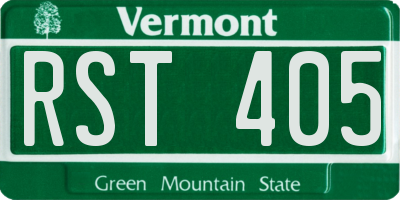 VT license plate RST405