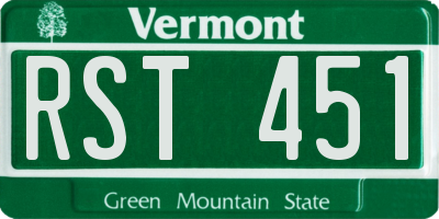 VT license plate RST451
