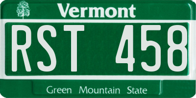 VT license plate RST458