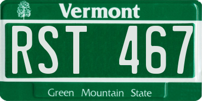 VT license plate RST467