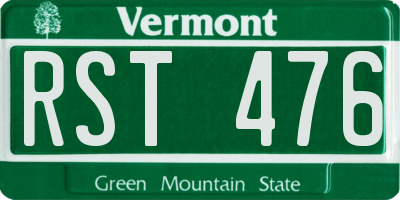 VT license plate RST476