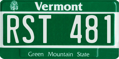 VT license plate RST481