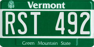 VT license plate RST492