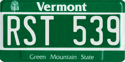 VT license plate RST539