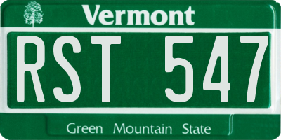 VT license plate RST547
