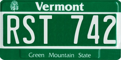 VT license plate RST742