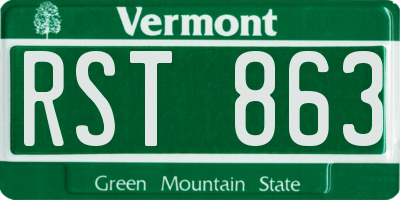 VT license plate RST863