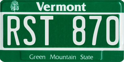 VT license plate RST870
