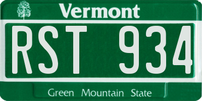 VT license plate RST934