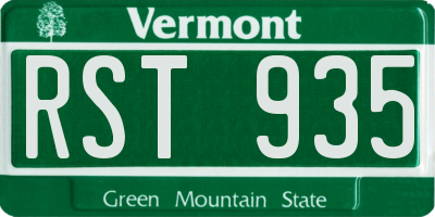VT license plate RST935