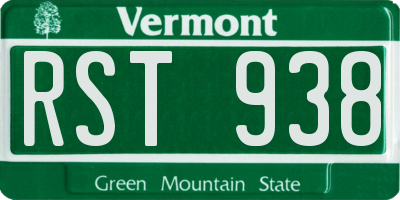 VT license plate RST938