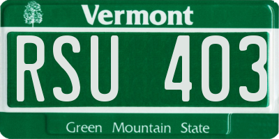 VT license plate RSU403