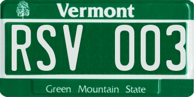 VT license plate RSV003